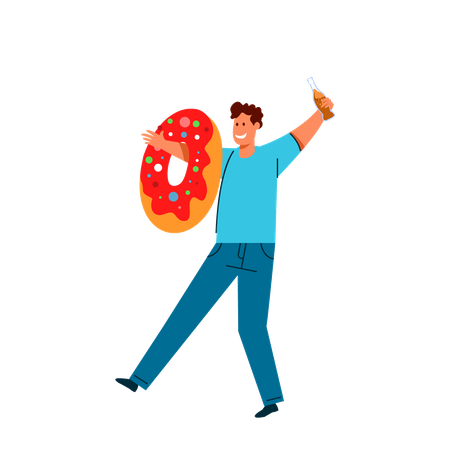 Hombre con donut  Ilustración