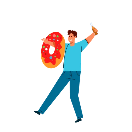 Hombre con donut  Ilustración