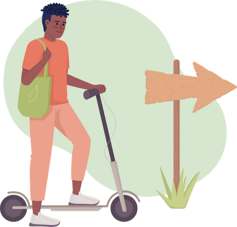 Hombre con scooter eléctrico  Ilustración