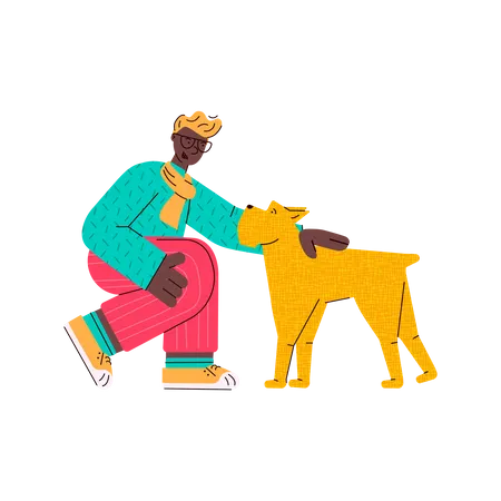 Hombre con su perro  Ilustración