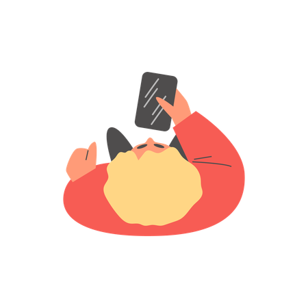 Hombre con teléfono móvil en ropa casual mirando el teléfono inteligente  Ilustración