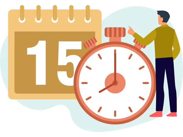 Hombre con temporizador de cuenta regresiva  Illustration