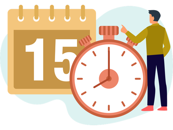 Hombre con temporizador de cuenta regresiva  Ilustración