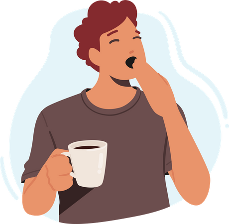 Hombre con taza de bebida caliente  Ilustración