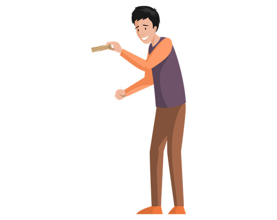 Hombre concentrado jugando con un juego de mesa de lógica  Ilustración