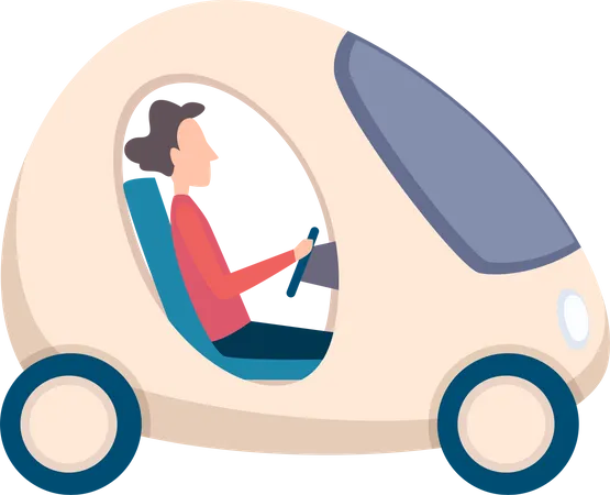Transporte Urbano Personas Conduciendo Coches Ilustración