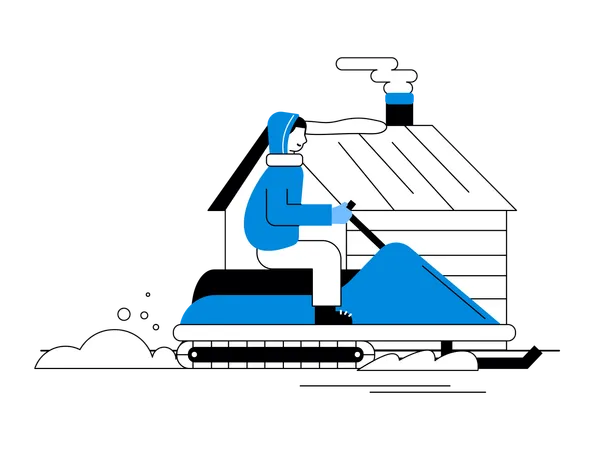 Hombre montando moto de nieve  Ilustración