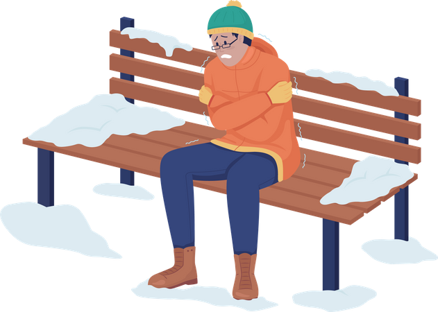 Hombre congelado afuera  Ilustración