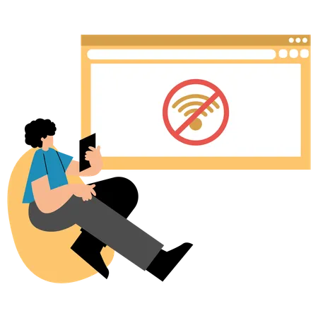 Al hombre se le desconectó el WiFi  Ilustración