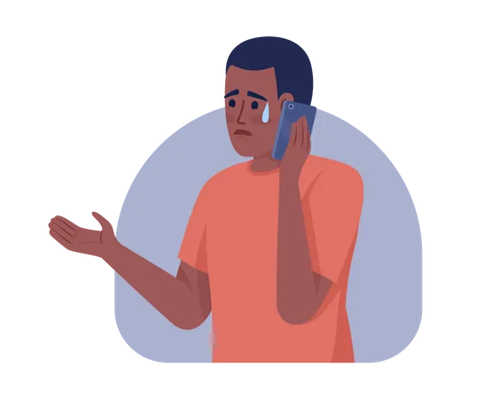 Hombre diciendo malas noticias por teléfono  Ilustración