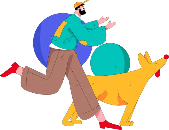 Hombre corriendo con perro  Ilustración