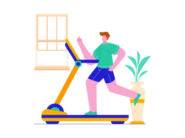 Hombre corriendo en cinta  Ilustración