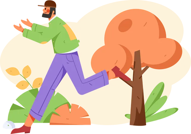 Hombre corriendo en el parque  Ilustración