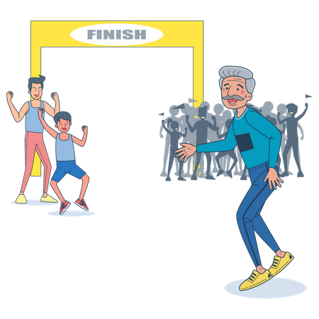 Hombre corriendo en maratón  Ilustración