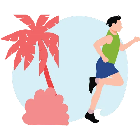 Hombre corriendo para hacer ejercicio  Ilustración