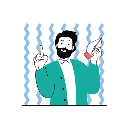 Hombre creando contenido de diseñador usando plumilla  Ilustración