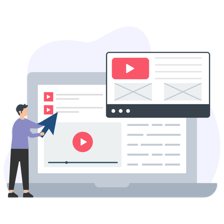 Hombre creando un vídeo en línea  Illustration