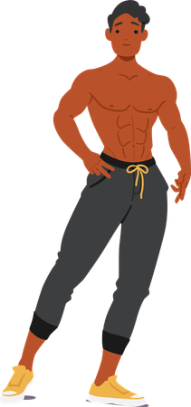 Hombre culturista con físico musculoso y abdominales definidos  Ilustración