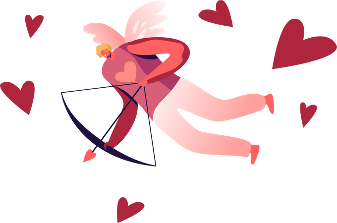 Hombre Cupido con alas  Ilustración