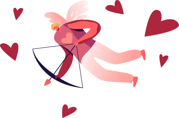 Hombre Cupido con alas  Ilustración