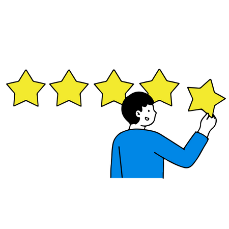 Hombre dando calificación de cinco estrellas  Ilustración