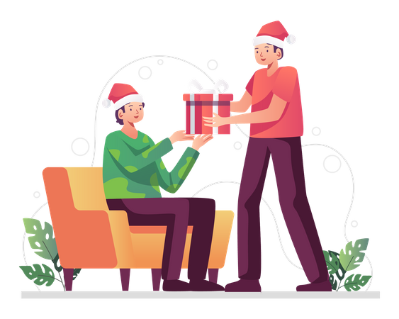 Hombre dando regalo  Ilustración