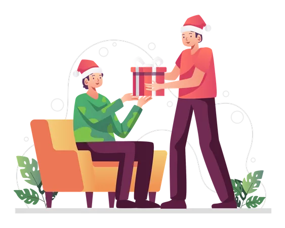 Hombre dando regalo  Ilustración