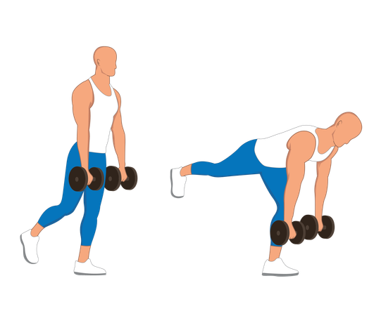 Hombre de gimnasio haciendo ejercicio de gimnasio usando pesas  Ilustración