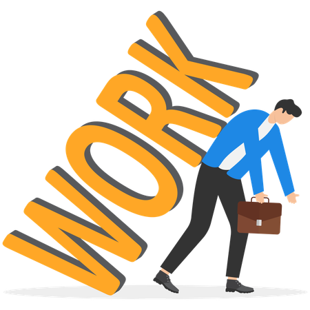 Hombre de negocios cargando con la carga de trabajo  Ilustración