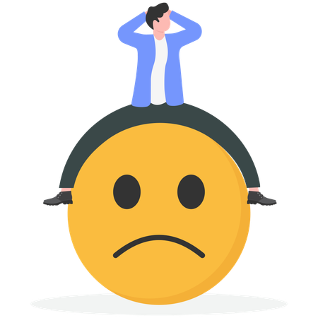 Hombre de negocios con estado de ánimo triste  Ilustración