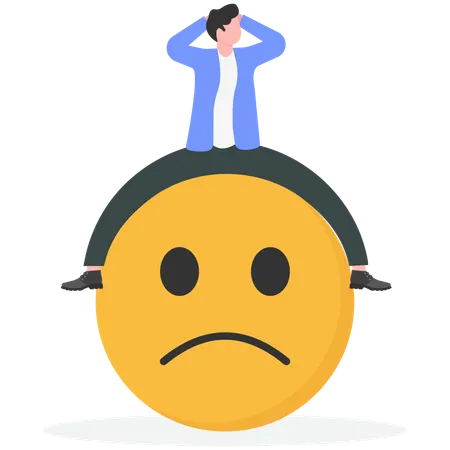 Hombre de negocios con estado de ánimo triste  Ilustración