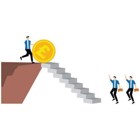 Hombre de negocios con inflación de la libra  Ilustración