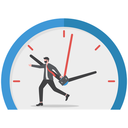 Hombre de negocios corriendo contra el reloj del plazo  Ilustración