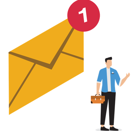 Hombre de negocios de pie cerca del correo comercial  Illustration