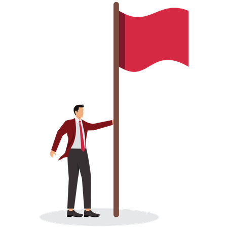 Empresario de pie con bandera roja  Illustration