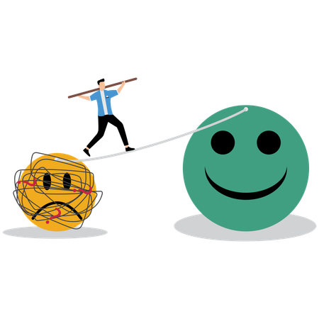 Hombre de negocios equilibrando su estado de ánimo  Illustration