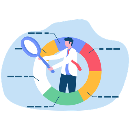 Hombre de negocios haciendo análisis de datos  Ilustración