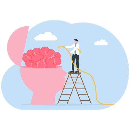 Hombre de negocios haciendo lavado de cerebro  Ilustración