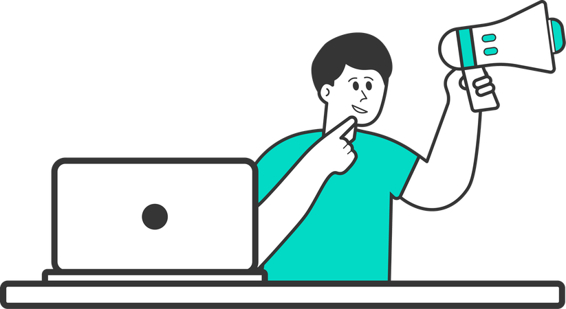 Hombre de negocios haciendo un anuncio comercial  Ilustración