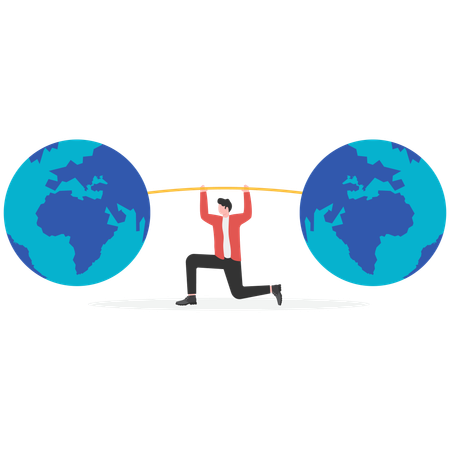 Hombre de negocios involucrado en negocios globales  Ilustración