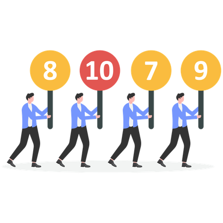 Hombre de negocios mostrando la puntuación de un competidor Ilustración