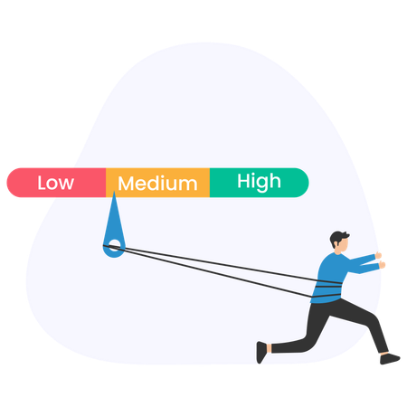 Hombre de negocios que trabaja con puntaje crediticio  Illustration