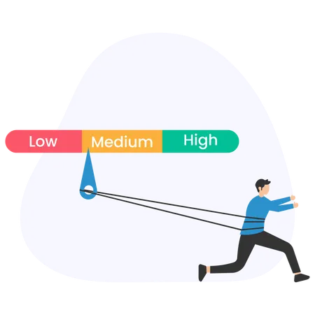 Hombre de negocios que trabaja con puntaje crediticio  Illustration