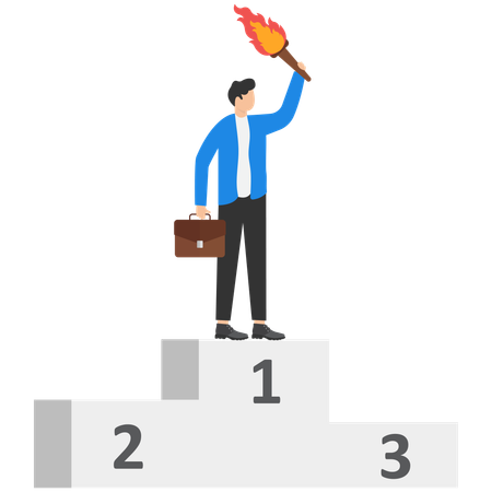 Hombre de negocios recibiendo rango empresarial  Ilustración