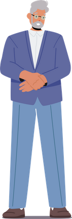 Hombre de negocios de pelo gris senior en traje formal  Ilustración