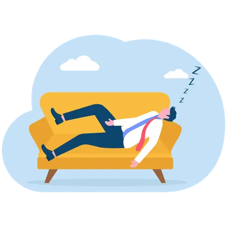 Hombre de negocios tomando una siesta  Ilustración