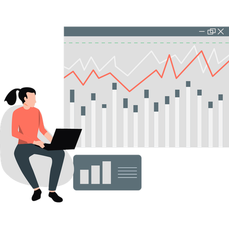 Hombre de negocios trabajando en un gráfico de finanzas  Ilustración