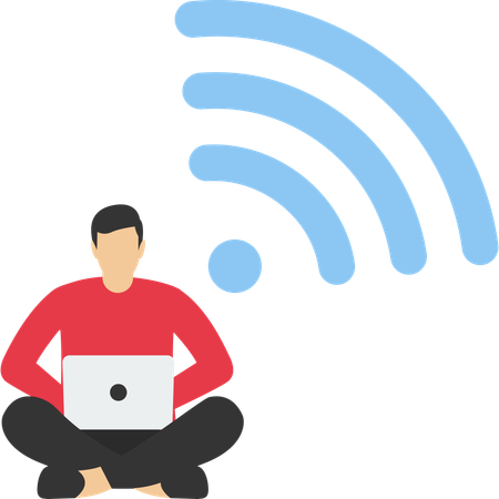 Hombre de negocios y logotipo de WIFI  Ilustración