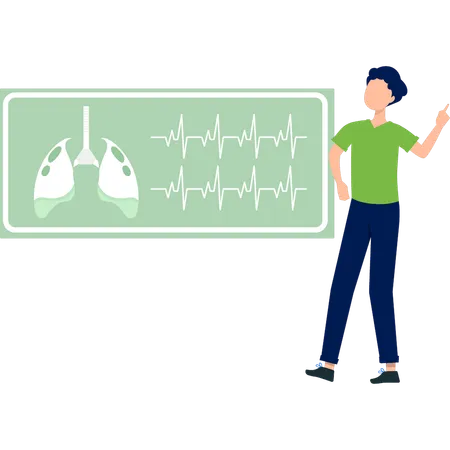 Hombre parado cerca de la estructura de los pulmones  Ilustración