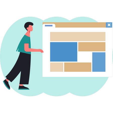 Hombre de pie cerca de un documento web  Illustration